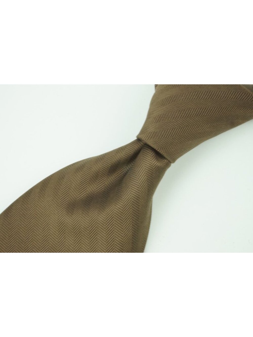 Paul Stuart Walnut Brown Herringbone 100% Silk Tie